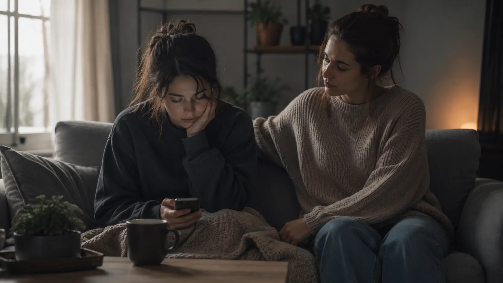 Depresyonun ilişkiler ve sosyal yaşam üzerindeki etkilerini yaşayan bir kadına, yakınının yargılamadan destek olması.